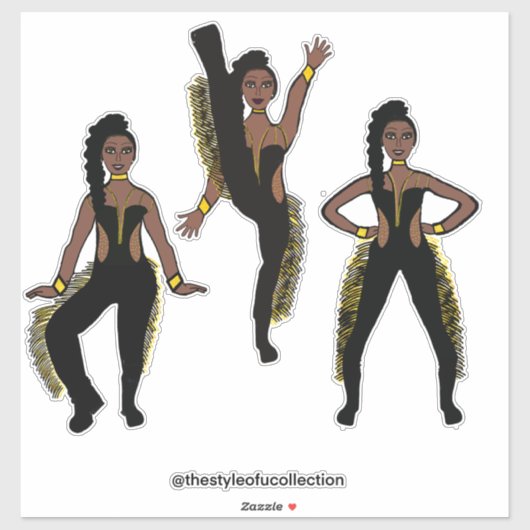 Sticker Black Gold Fringe Dancer #1 (Feuille)