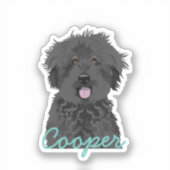 Sticker Black Golden Doodle Nom du chien personnalisé (Recto)