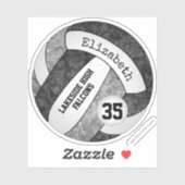 Sticker black grey girls volleyball w nom de l'équipe scol (Feuille)