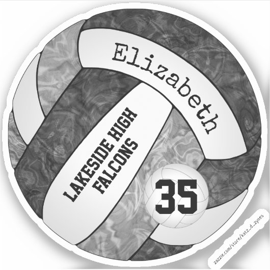 Sticker black grey girls volleyball w nom de l'équipe scol (Devant)