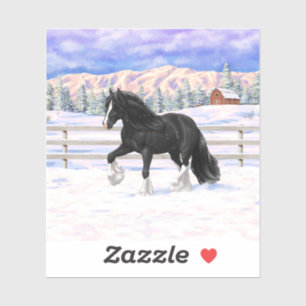 Sticker Black Gypsy Vanner Irlandais Cob Brouillon Cheval 