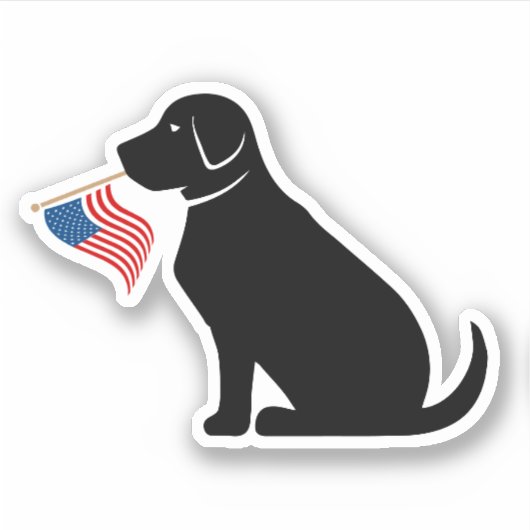 Sticker Black Lab Dog Silhouette American Flag USA (Devant)