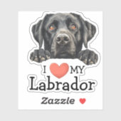 Sticker Black Labrador Retriever Heart (Feuille)