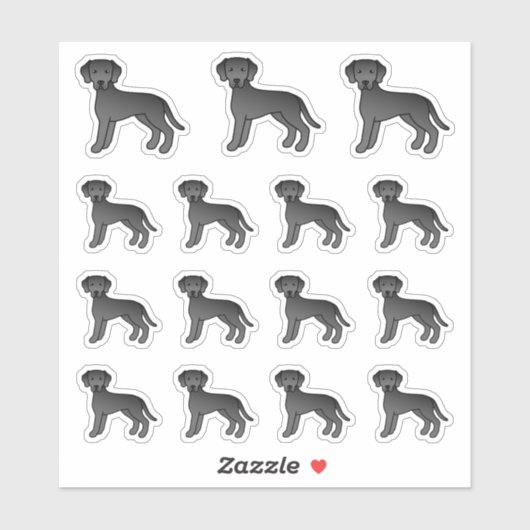 Sticker Black Labrador Retriever mignon Chiens de dessin (Feuille)