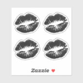 Sticker Black Lipgloss Kiss Lips Valentines Jour Coupe per (Feuille)