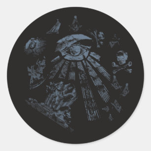 Sticker Black Masonic Fantasy Blue