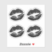 Sticker Black Matte Kiss Lips Valentine's Day Custom Cut (Feuille)