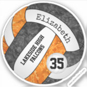 Sticker black orange filles volleyball avec nom de la masc (Devant)