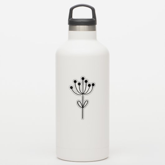 Sticker Black Outline Floral Design Transparent Custom Cut (Gourde)