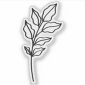 Sticker black outline Leaf Glossy White Vinyl (Devant)