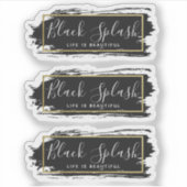 Sticker Black Paint Stroke & Modern Gold Geo Logo 3 pièces (Devant)