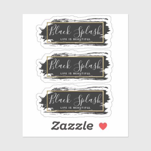 Sticker Black Paint Stroke & Modern Gold Geo Logo 3 pièces (Feuille)