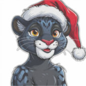 Sticker Black Panther portant le Casquette de Noël (Devant)