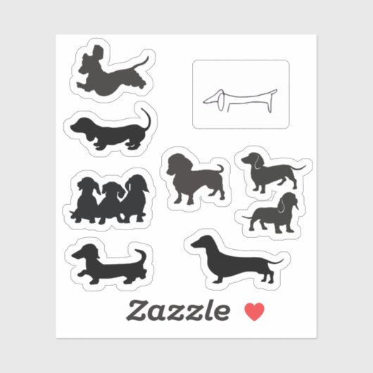 Sticker Black Silhouette Dachshund (Feuille)