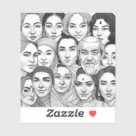 Sticker Black & White Paintings Celebrating Diversity  (Feuille)