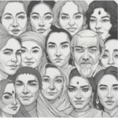 Sticker Black & White Paintings Celebrating Diversity  (Devant)