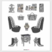 Sticker Black Zebra Print Femmes Décors Haute Mode (Feuille)