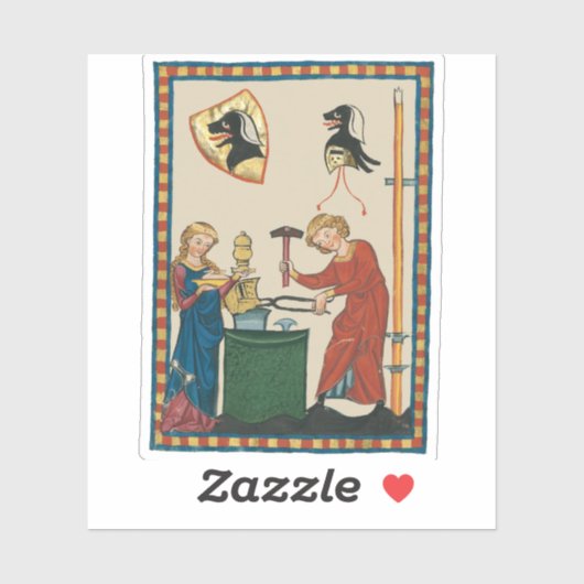 Sticker Blacksmith Forge Casque Art Médiéval (Feuille)