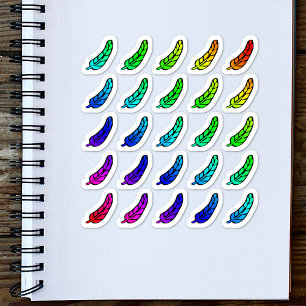 Sticker Blad Kleurrijke veren Tiny Rainbow Ombre