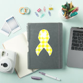 Sticker Bladder Cancer Awareness Plaid Yellow Ribbon (Couverture iPad)