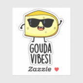 Sticker Blagues de fromage drôle Vibes Gouda (Feuille)