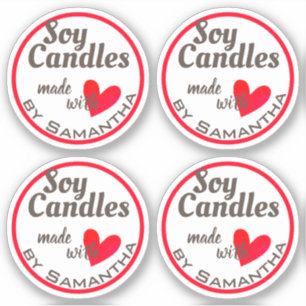 Sticker Blanc Brown fait avec amour Bougies de soja du Coe