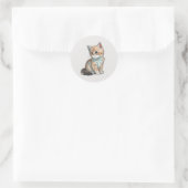 Sticker blanc chat classique rond Sticker (Sac)