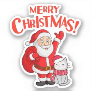 Sticker Blanc illustré Père Noël Joyeux Noël