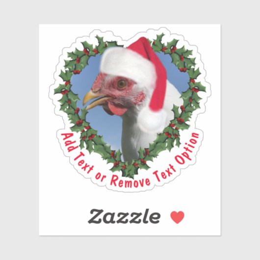 Sticker Blanc Plymouth Rock Poulet Wreath Noël (Feuille)
