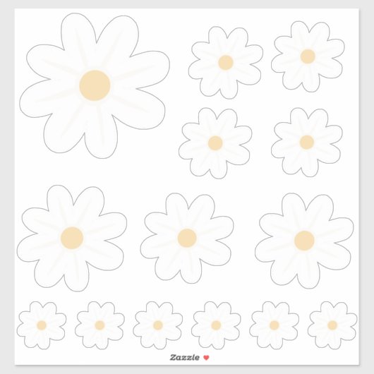 Sticker Blanc Retro Daisy (Feuille)