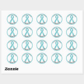 Sticker blanc rond blanc pour Lutte contre le Canc (Feuille)