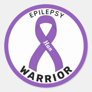 Sticker blanc rond Epilepsy Warriet Ribbon