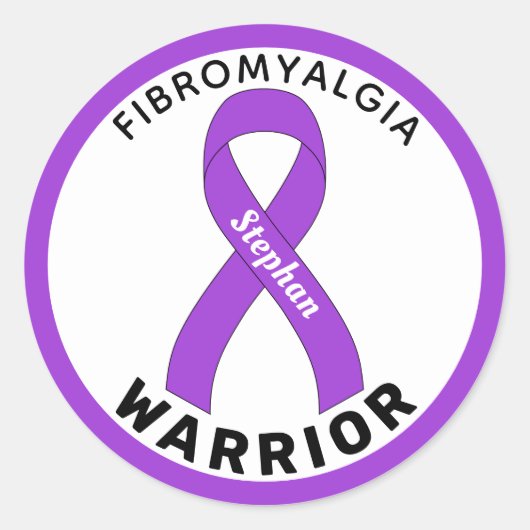 Sticker blanc rond Fibromyalgia Warria (Devant)