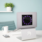 Sticker Blanc rouge et bleu 13 (Ordinateur portable sur le bureau)