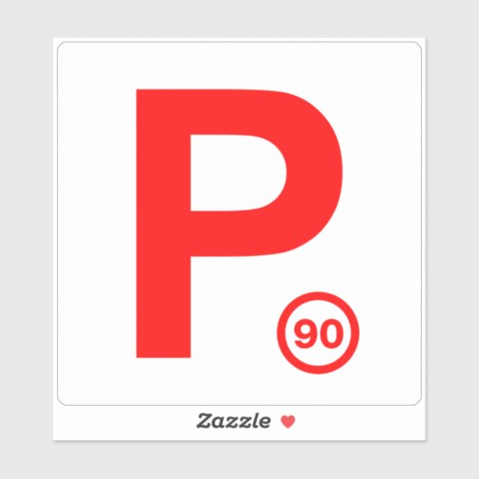 Sticker blanc/rouge P Plate 90 (Feuille)