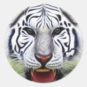 Sticker blanc Tiger Classic Round