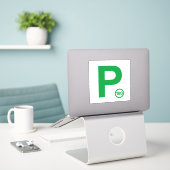 Sticker blanc/vert Plate P 100 (Ordinateur portable sur le bureau)