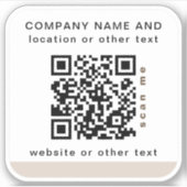 Sticker Blanc Vinyl carré Business QR code Bouteille d'eau (Devant)