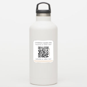 Sticker Blanc Vinyl carré Business QR code Bouteille d'eau