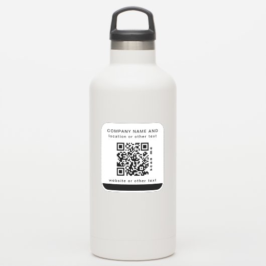 Sticker Blanc Vinyl carré Business QR code Bouteille d'eau (Gourde)