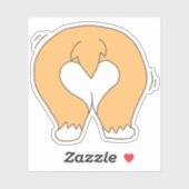 Sticker Blancs et Orange Funny Dessin des boutons de Corgi (Feuille)