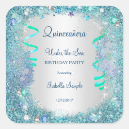 Sticker blauw onder het Zee Quinceanera 15e partij
