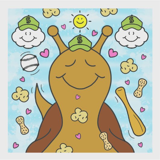 Sticker Blessures De Baseball D'Escargot Mignonne | Vinyle (Devant)