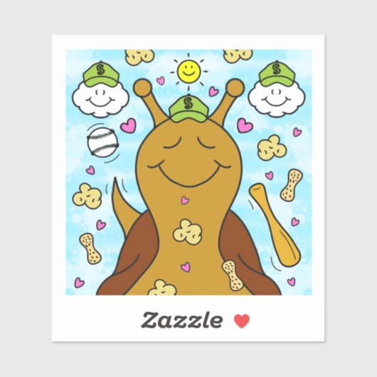 Sticker Blessures De Baseball D'Escargot Mignonne | Vinyle (Feuille)