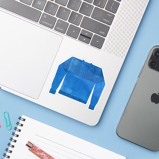 Sticker Bleu (Ordinateur portable avec iPhone)