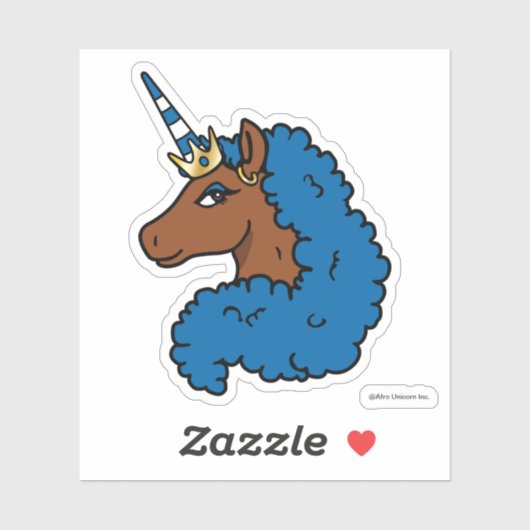 Sticker Bleu Afro Unicorn (Feuille)