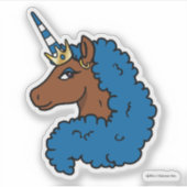 Sticker Bleu Afro Unicorn (Devant)