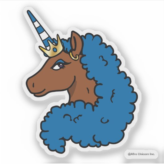 Sticker Bleu Afro Unicorn (Devant)
