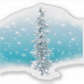 Sticker bleu arctique gelé argenté brillant à feuillage pe (Devant)