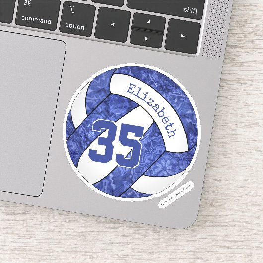 Sticker bleu blanc girly école de volley couleurs (Détail)